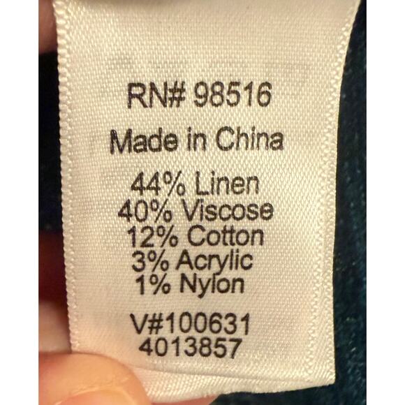 Coldwater Creek Coastal Nautical Linen Blend Open Knit Dolman Button Cardigan XL - Picture 6 of 7